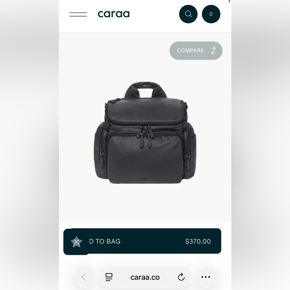 Caraa Baby Bag Medium in Black Organic Cotton